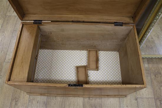 A 19th century pine blanket box W.105cm